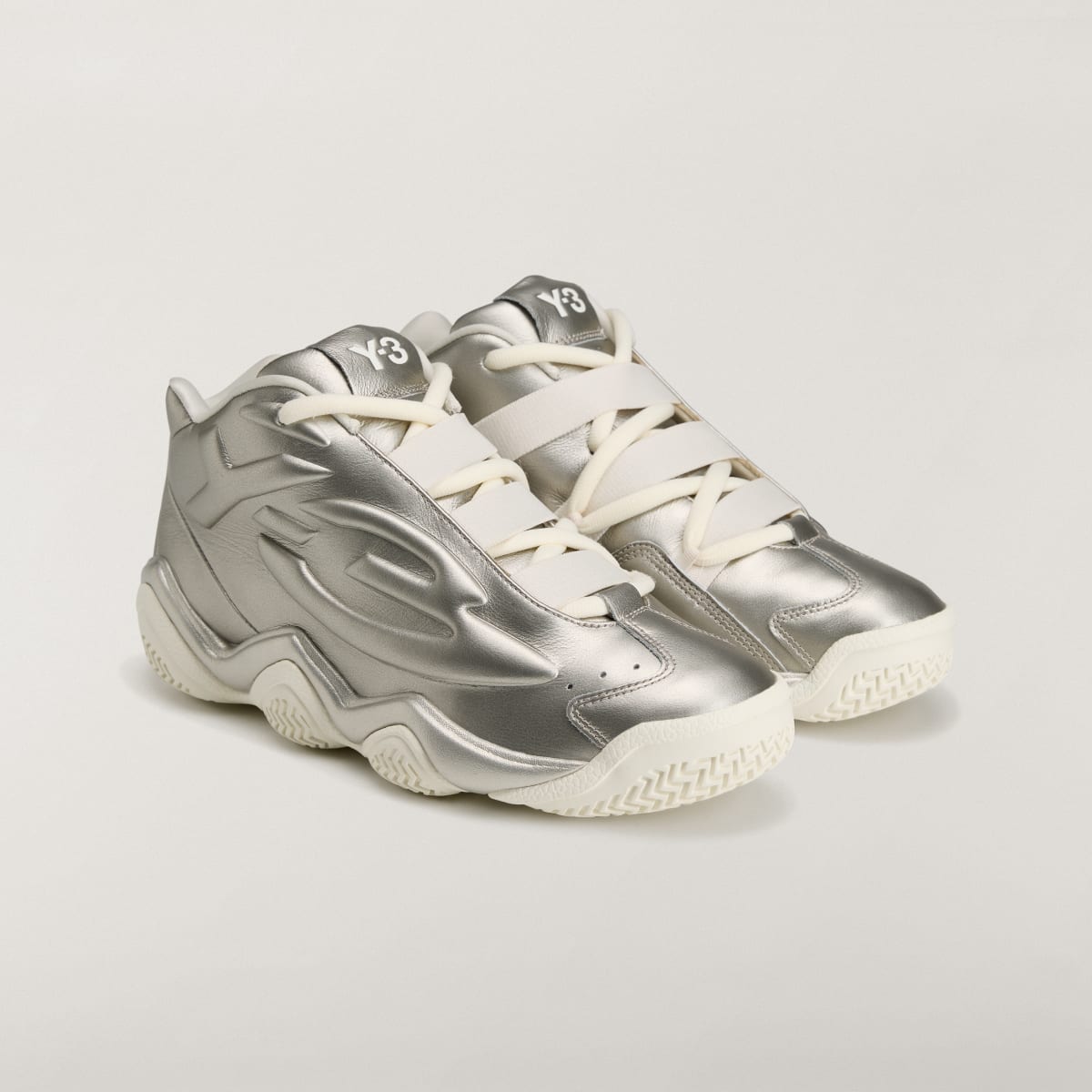 Adidas Men's Y-3 MEGABALL Trainers - Silver Metallic / Silver Metallic / Off White - Image 4