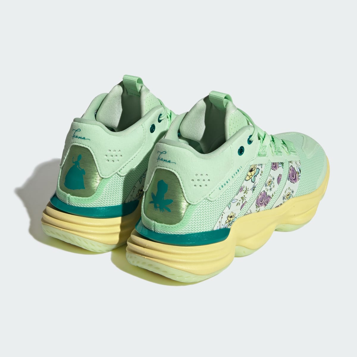 Adidas Women's adidas Disney Princess Court Stabil Indoor Shoes - Green / Green / Equipment Green - Image 2