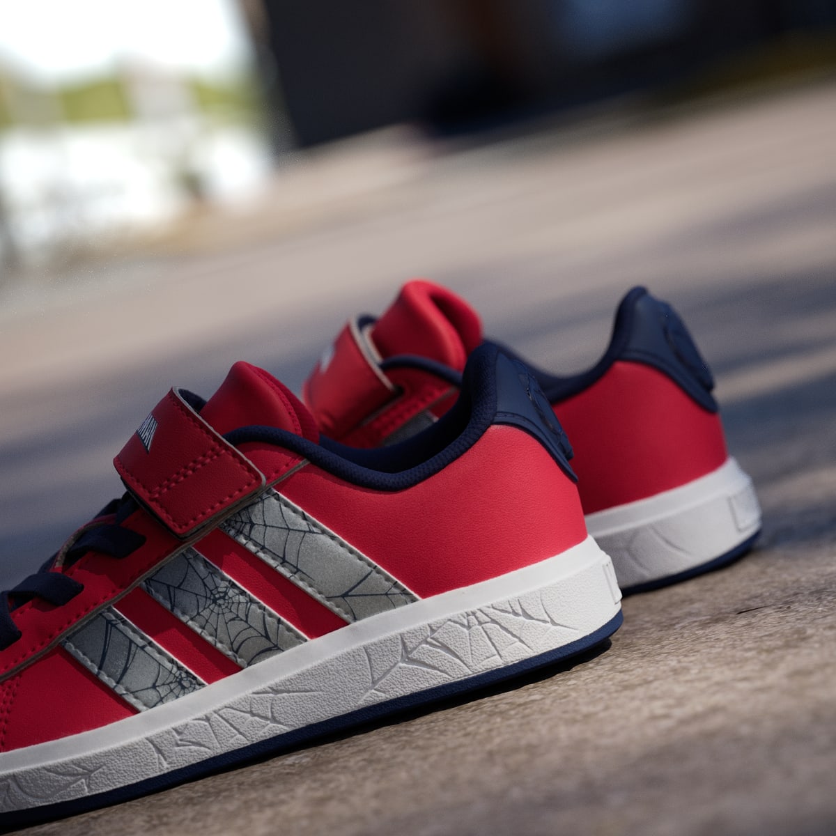 Adidas Kids' adidas MARVEL SPIDER-MAN GRAND COURT SHOES KIDS - Pure Ruby / Silver Metallic / Dark Blue - Image 9