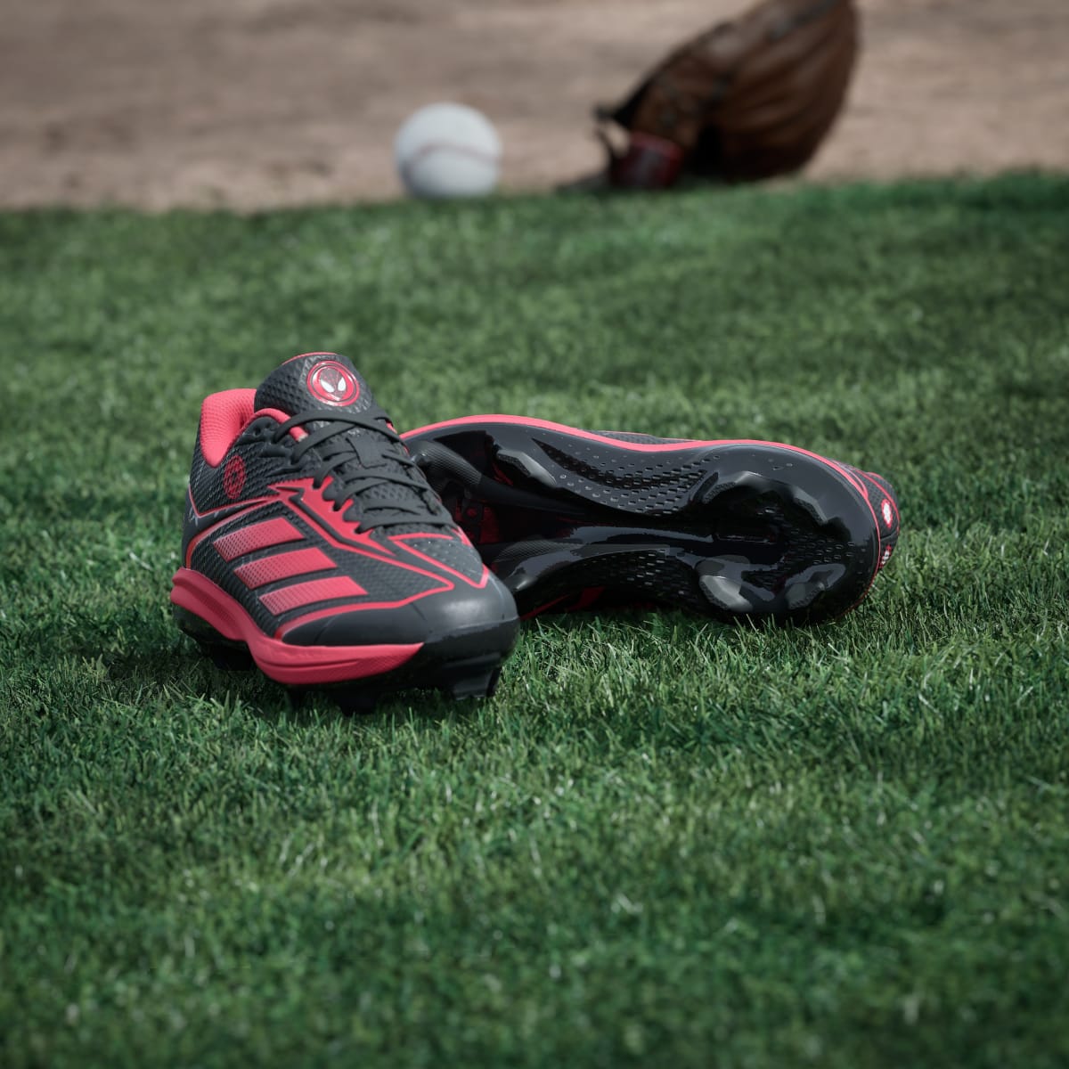 Adidas Kids' adidas Marvel Adizero Electric 2.0 TPU Kids Miles Morales Boots - Core Black / Semi Lucid Red / Semi Lucid Red - Image 4