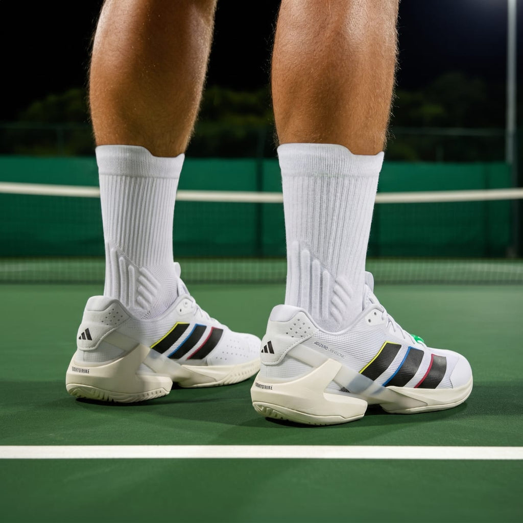 Adidas Men's adizero Ubersonic 5 Tennis Shoes - Cloud White / Core Black / Cream White - Image 6